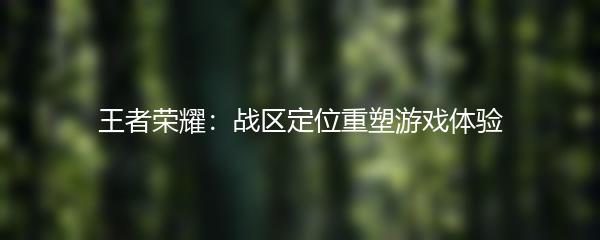 王者荣耀：战区定位重塑游戏体验