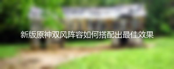 新版原神双风阵容如何搭配出最佳效果