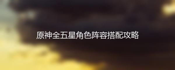 原神全五星角色阵容搭配攻略