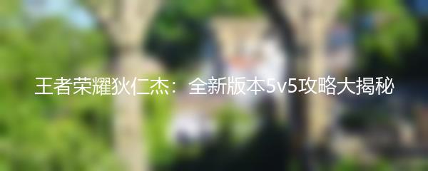 王者荣耀狄仁杰：全新版本5v5攻略大揭秘