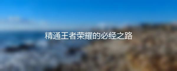 精通王者荣耀的必经之路