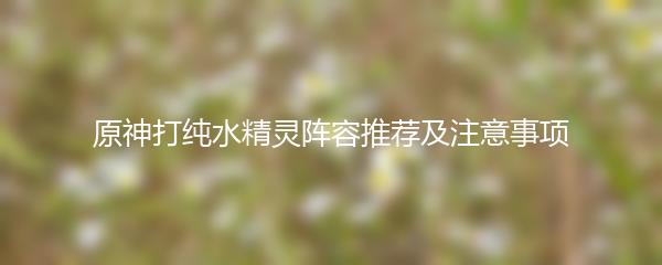 原神打纯水精灵阵容推荐及注意事项
