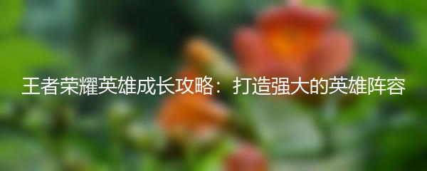 王者荣耀英雄成长攻略：打造强大的英雄阵容