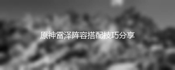 原神雷泽阵容搭配技巧分享