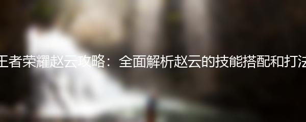 王者荣耀赵云攻略：全面解析赵云的技能搭配和打法