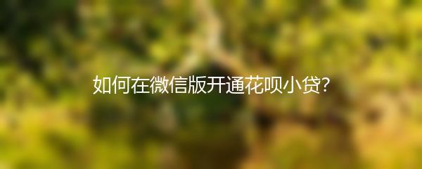 如何在微信版开通花呗小贷？