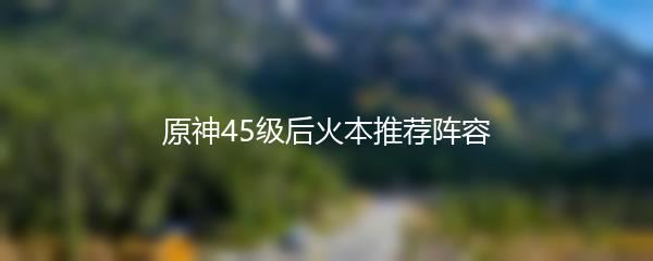 原神45级后火本推荐阵容