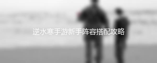 逆水寒手游新手阵容搭配攻略