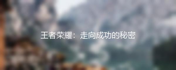 王者荣耀：走向成功的秘密