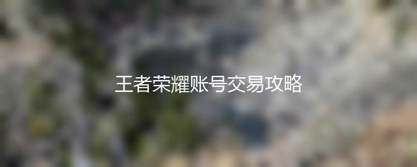 王者荣耀账号交易攻略