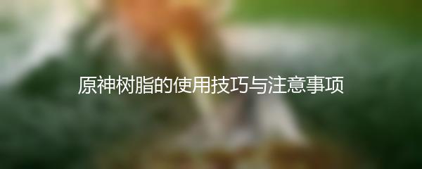 原神树脂的使用技巧与注意事项