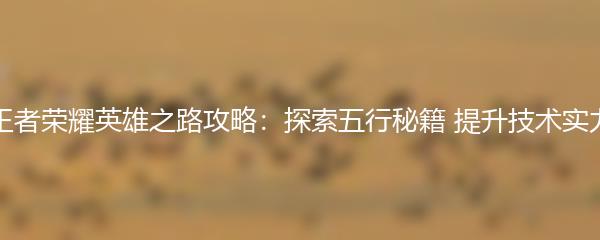 王者荣耀英雄之路攻略：探索五行秘籍 提升技术实力