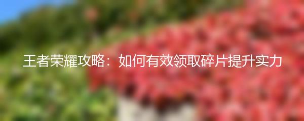 王者荣耀攻略：如何有效领取碎片提升实力