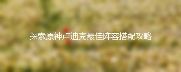 探索原神卢迪克最佳阵容搭配攻略