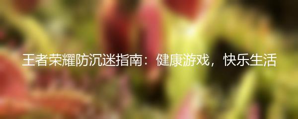 王者荣耀防沉迷指南：健康游戏，快乐生活