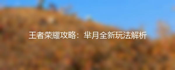 王者荣耀攻略：芈月全新玩法解析