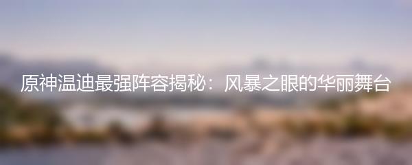 原神温迪最强阵容揭秘：风暴之眼的华丽舞台