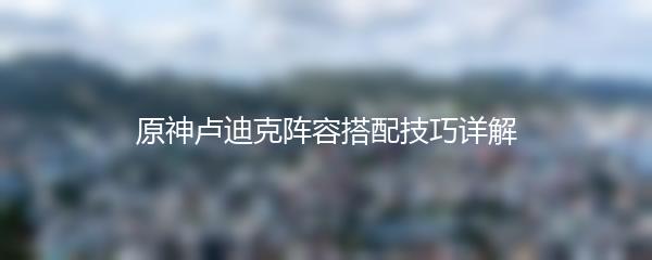 原神卢迪克阵容搭配技巧详解