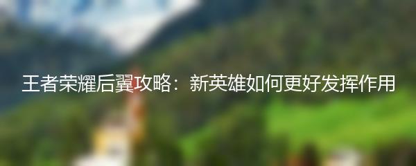 王者荣耀后翼攻略：新英雄如何更好发挥作用
