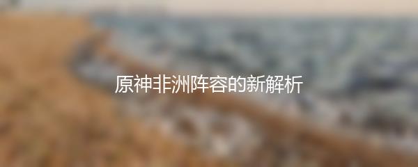 原神非洲阵容的新解析