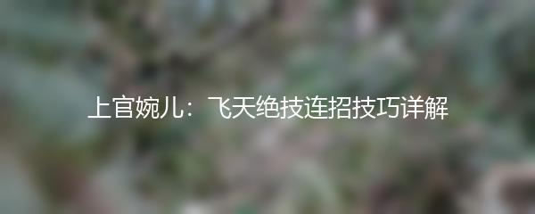上官婉儿：飞天绝技连招技巧详解