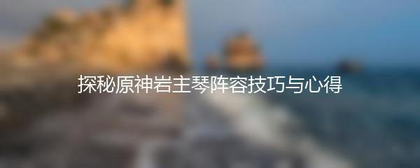 探秘原神岩主琴阵容技巧与心得
