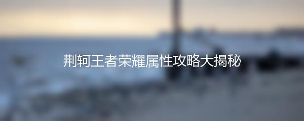 荆轲王者荣耀属性攻略大揭秘