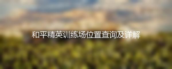 和平精英训练场位置查询及详解