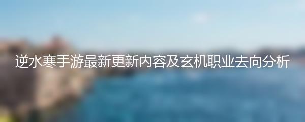 逆水寒手游最新更新内容及玄机职业去向分析