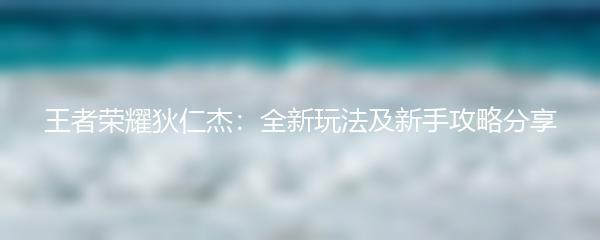 王者荣耀狄仁杰：全新玩法及新手攻略分享