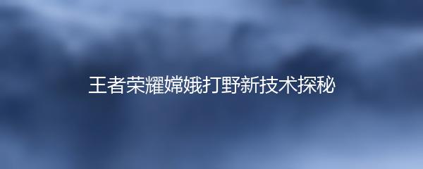 王者荣耀嫦娥打野新技术探秘