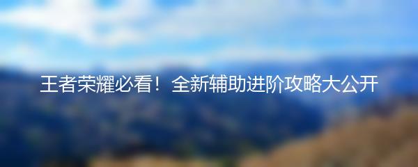 王者荣耀必看！全新辅助进阶攻略大公开