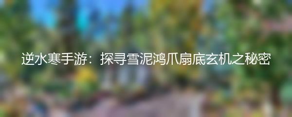 逆水寒手游：探寻雪泥鸿爪扇底玄机之秘密