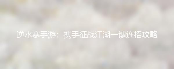 逆水寒手游：携手征战江湖一键连招攻略
