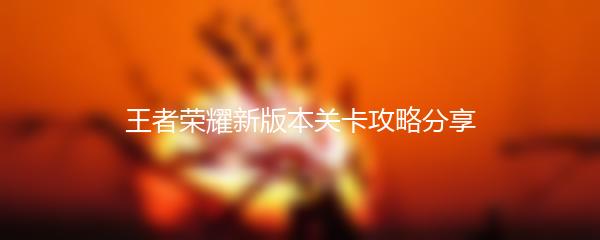 王者荣耀新版本关卡攻略分享