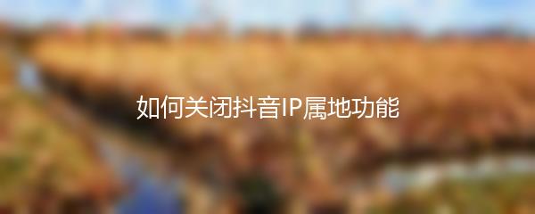 如何关闭抖音IP属地功能