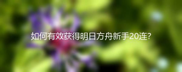 如何有效获得明日方舟新手20连？