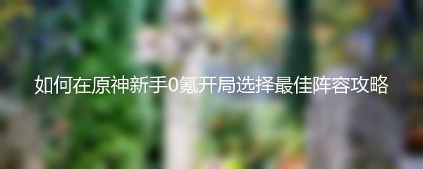 如何在原神新手0氪开局选择最佳阵容攻略