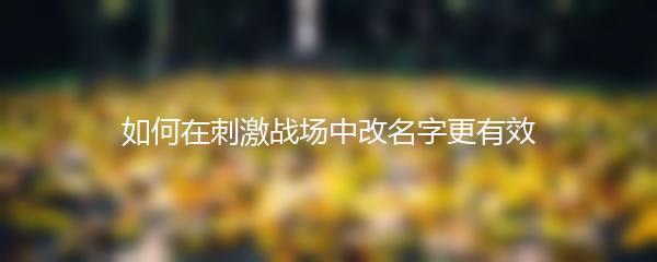如何在刺激战场中改名字更有效