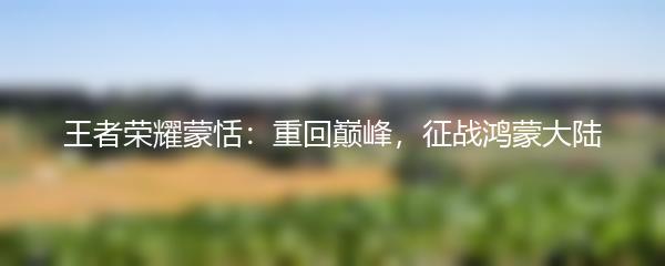 王者荣耀蒙恬：重回巅峰，征战鸿蒙大陆