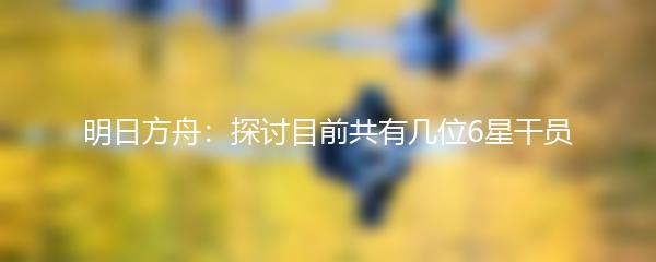 明日方舟：探讨目前共有几位6星干员