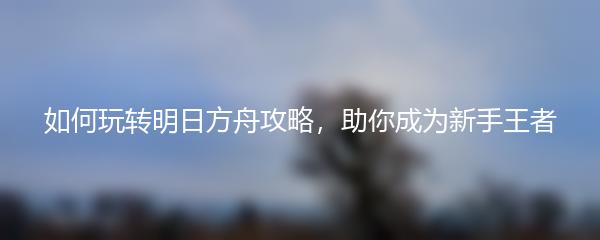 如何玩转明日方舟攻略，助你成为新手王者