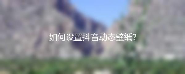 如何设置抖音动态壁纸？