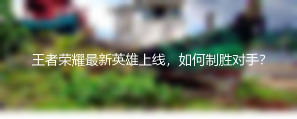 王者荣耀最新英雄上线，如何制胜对手？