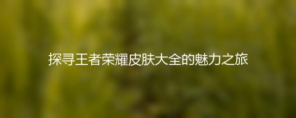 探寻王者荣耀皮肤大全的魅力之旅