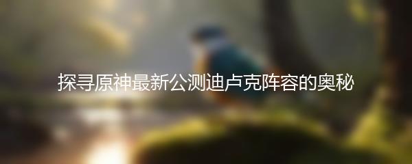 探寻原神最新公测迪卢克阵容的奥秘