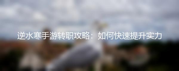 逆水寒手游转职攻略：如何快速提升实力