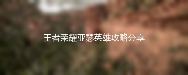 王者荣耀亚瑟英雄攻略分享