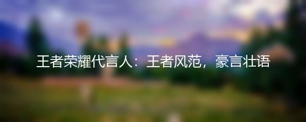 王者荣耀代言人：王者风范，豪言壮语