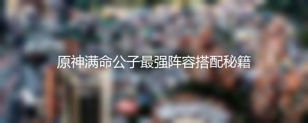 原神满命公子最强阵容搭配秘籍